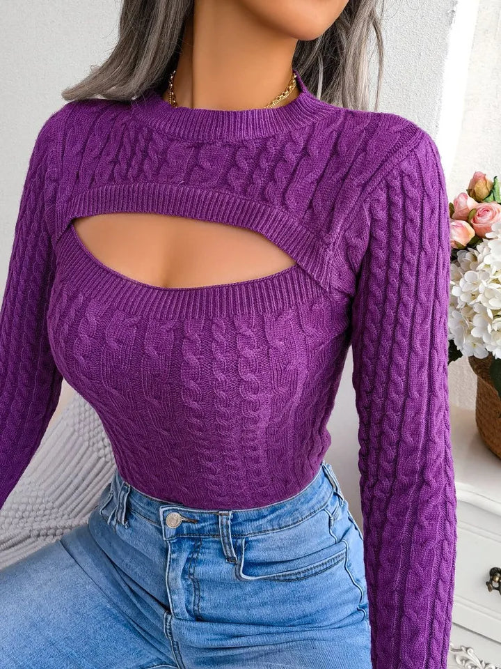 Sexy holle twist trui met lange mouwen voor dames, herfst/winter-Blazers & Vesten-Calora-Roze-S-Calora