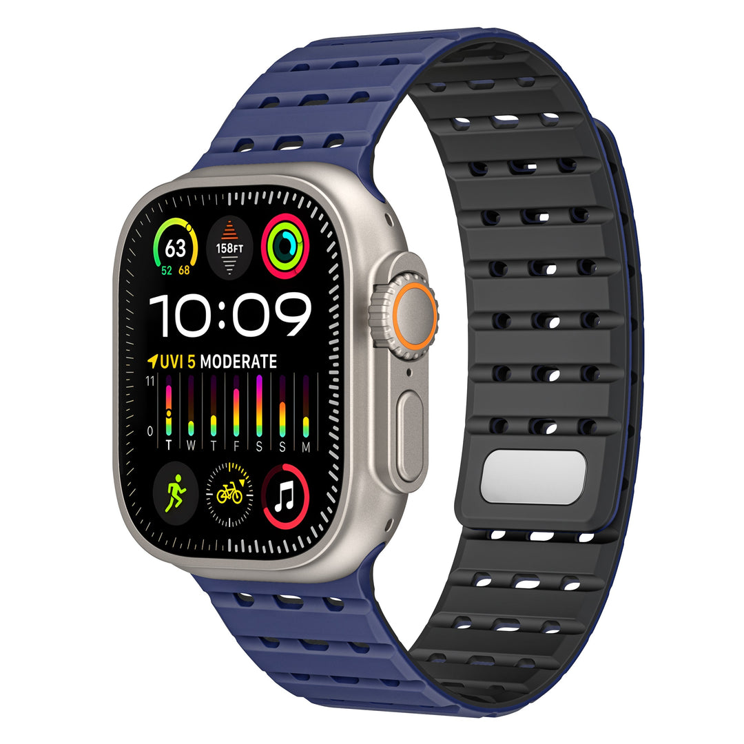 CALORA_ Siliconen Band Pro voor Apple Watch met Dubbel Sluitsysteem