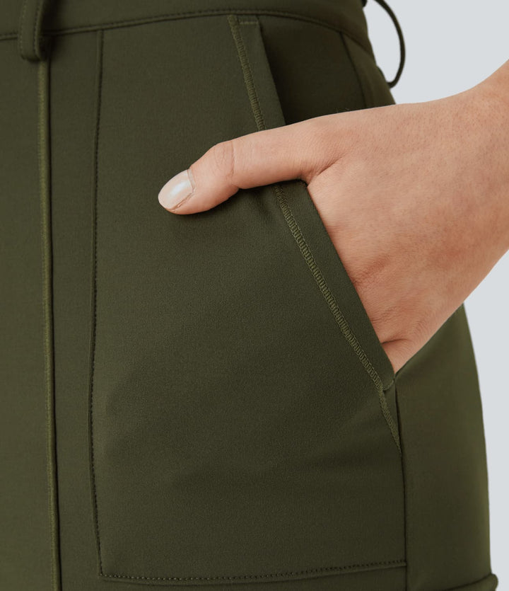 Skinny Cargobroek met Zakken-Wijde Broeken-Calora-Zwart-S-Calora