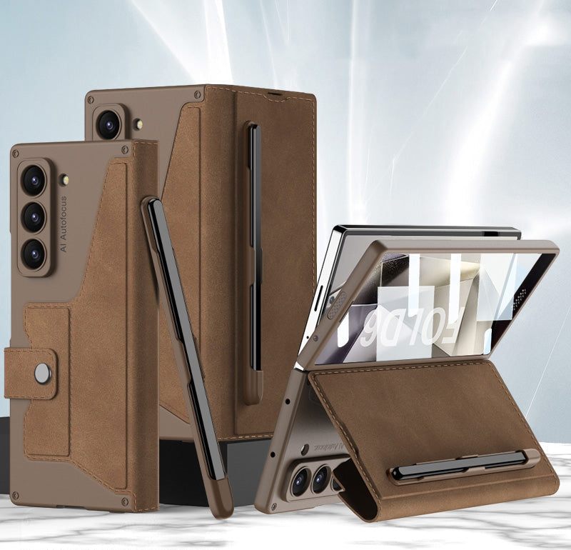 CALORA_ Slanke Leren Hoes met S Pen Houder voor Samsung Galaxy Z Fold 6