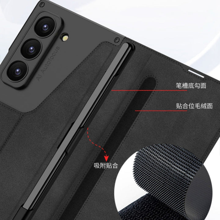 CALORA_ Slanke Leren Hoes met S Pen Houder voor Samsung Galaxy Z Fold 6