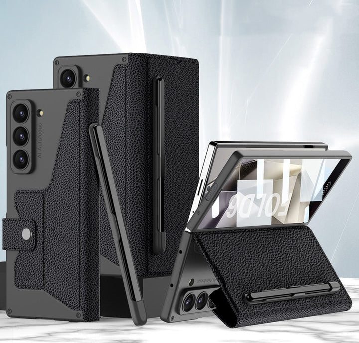 CALORA_ Slanke Leren Hoes met S Pen Houder voor Samsung Galaxy Z Fold 6