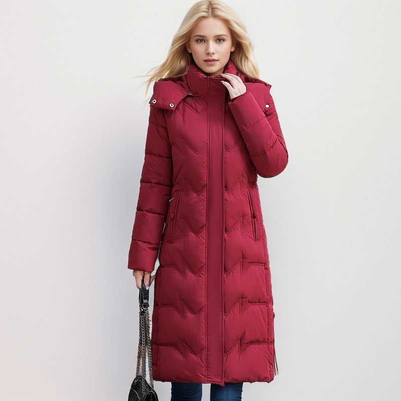 CALORA_ Slim-Fit Katoenen Dons Winterjas met Capuchon - Plus sizes