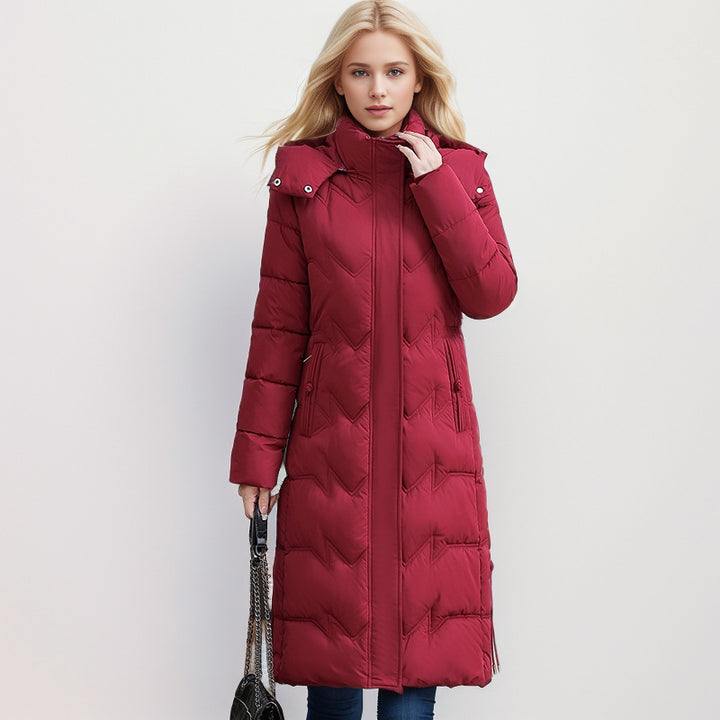 CALORA_ Slim-Fit Katoenen Dons Winterjas met Capuchon - Plus sizes
