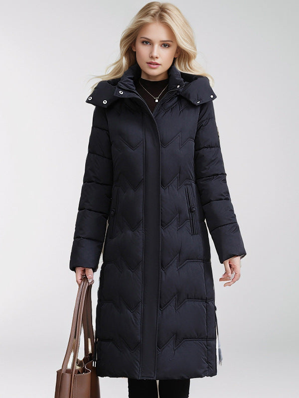 CALORA_ Slim-Fit Katoenen Dons Winterjas met Capuchon - Plus sizes
