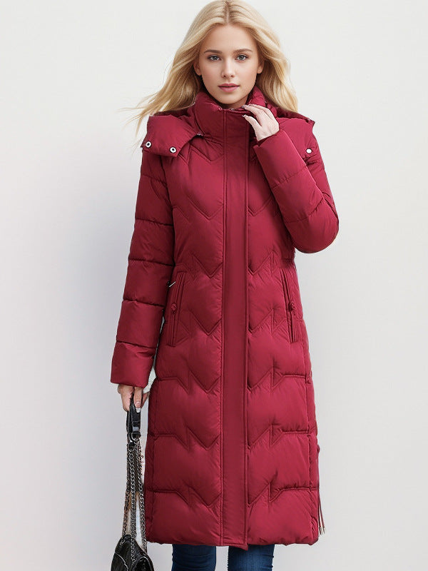 CALORA_ Slim-Fit Katoenen Dons Winterjas met Capuchon - Plus sizes