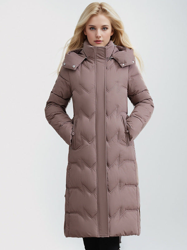 CALORA_ Slim-Fit Katoenen Dons Winterjas met Capuchon - Plus sizes