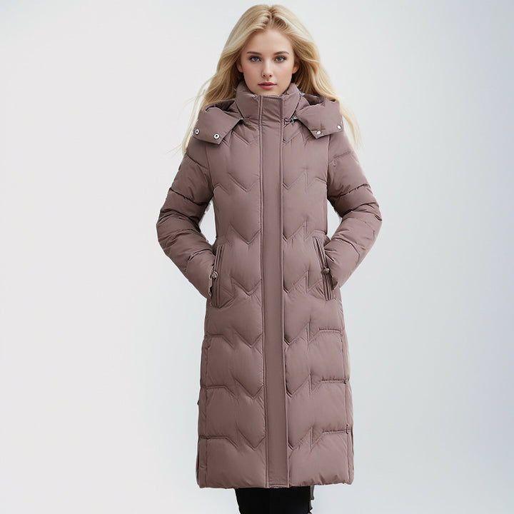 CALORA_ Slim-Fit Katoenen Dons Winterjas met Capuchon - Plus sizes