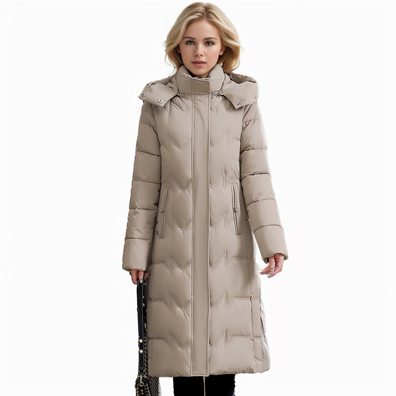 CALORA_ Slim-Fit Katoenen Dons Winterjas met Capuchon - Plus sizes