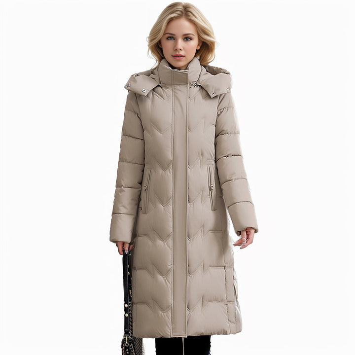 CALORA_ Slim-Fit Katoenen Dons Winterjas met Capuchon - Plus sizes