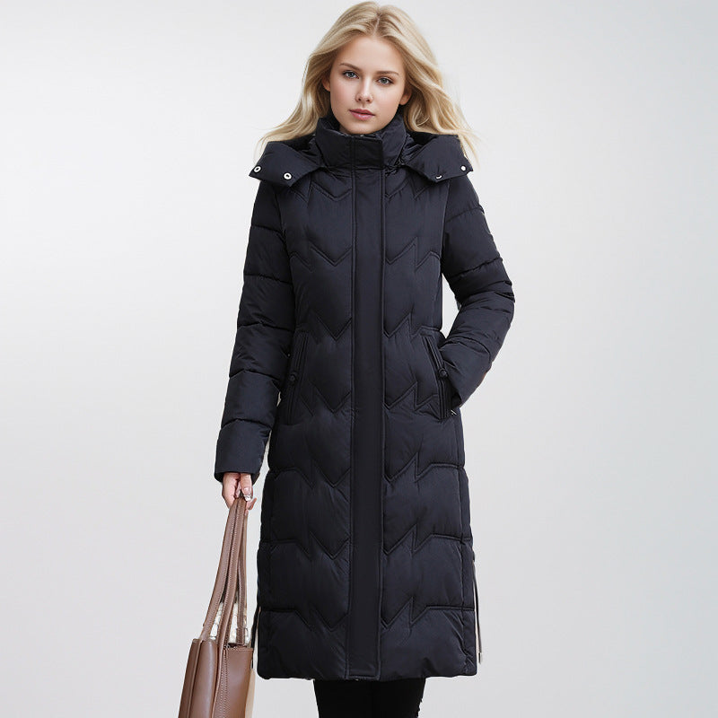 CALORA_ Slim-Fit Katoenen Dons Winterjas met Capuchon - Plus sizes