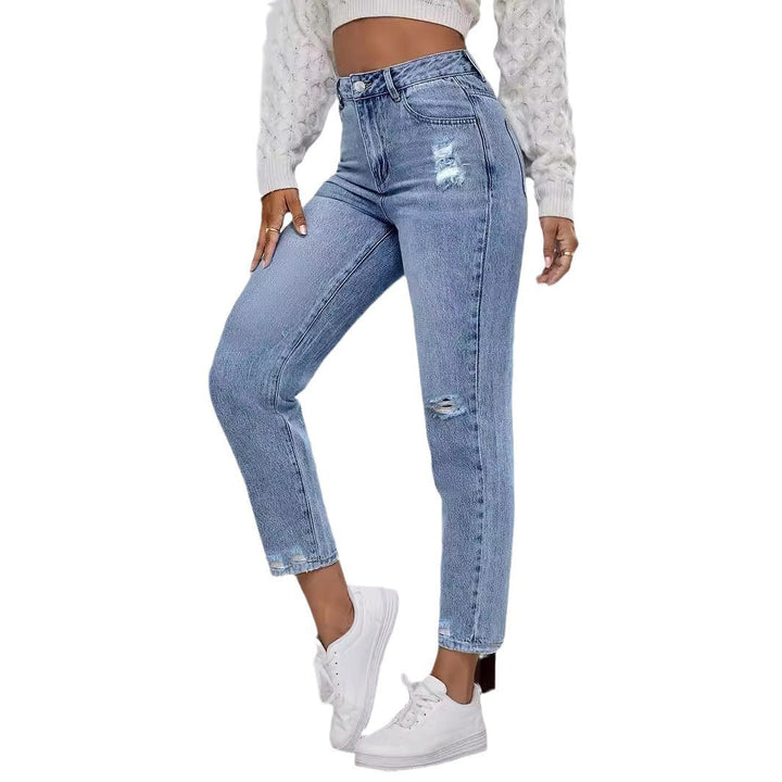 Slim-Fit Rechte Spijkerbroek met hoge taille-Pantalons-Calora-S-Calora