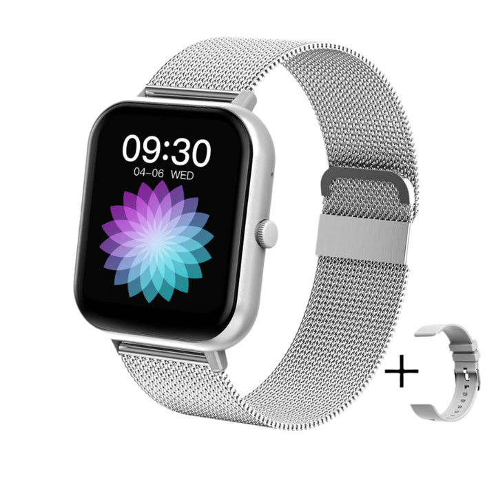 SmartBit | Bluetooth Smartwatch met Hartslag- en Bloedzuurstofmeting-Elektronica/Gadgets-Calora-Zilver-Calora