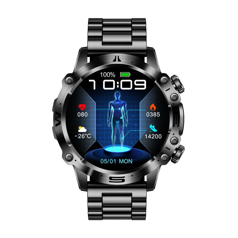 CALORA_ Smartpulse ECG Bloedsuiker Bloeddruk Sporthorloge voor Gezondheid