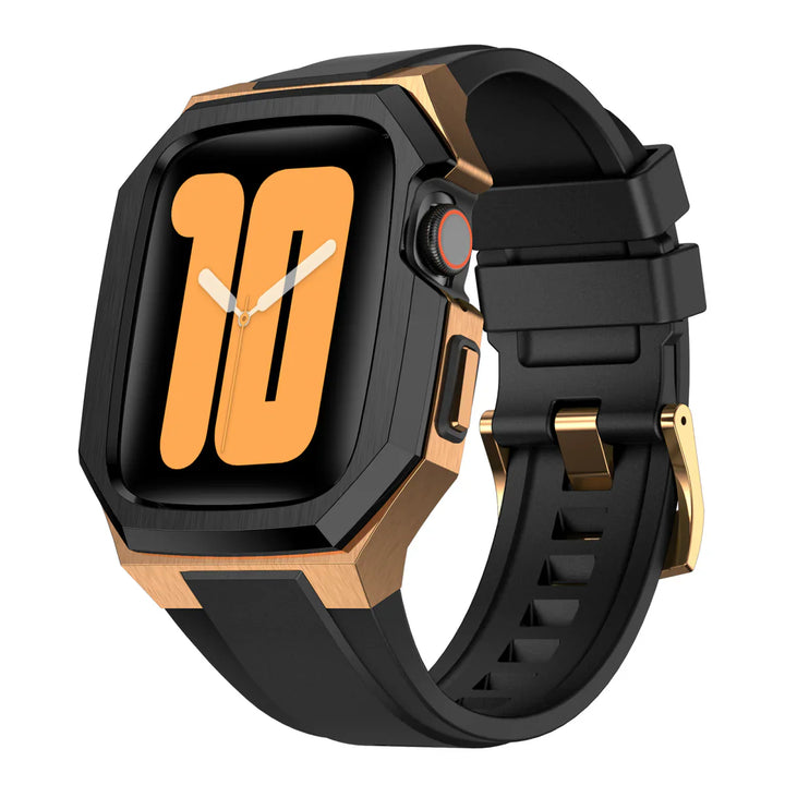 CALORA_ Smartpulse - Roestvrijstalen Behuizing met Fluorrubberen Band voor Apple Watch