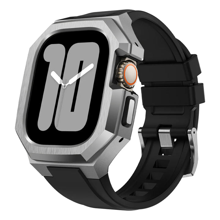 CALORA_ Smartpulse - Roestvrijstalen Behuizing met Fluorrubberen Band voor Apple Watch