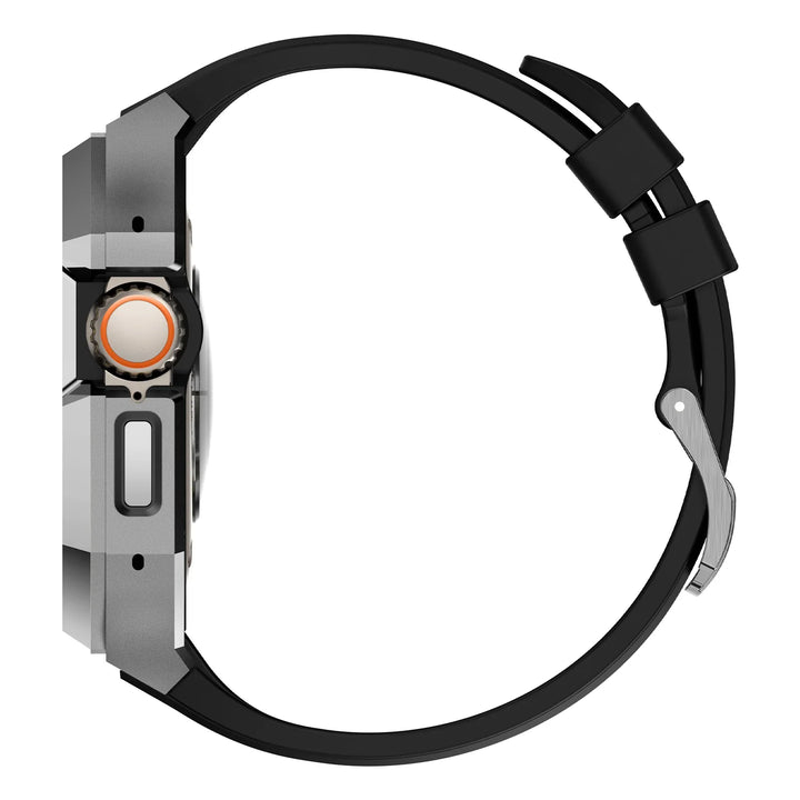 CALORA_ Smartpulse - Roestvrijstalen Behuizing met Fluorrubberen Band voor Apple Watch