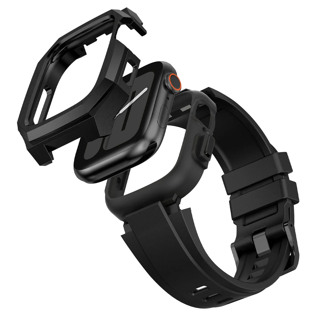 CALORA_ Smartpulse - Roestvrijstalen Behuizing met Fluorrubberen Band voor Apple Watch