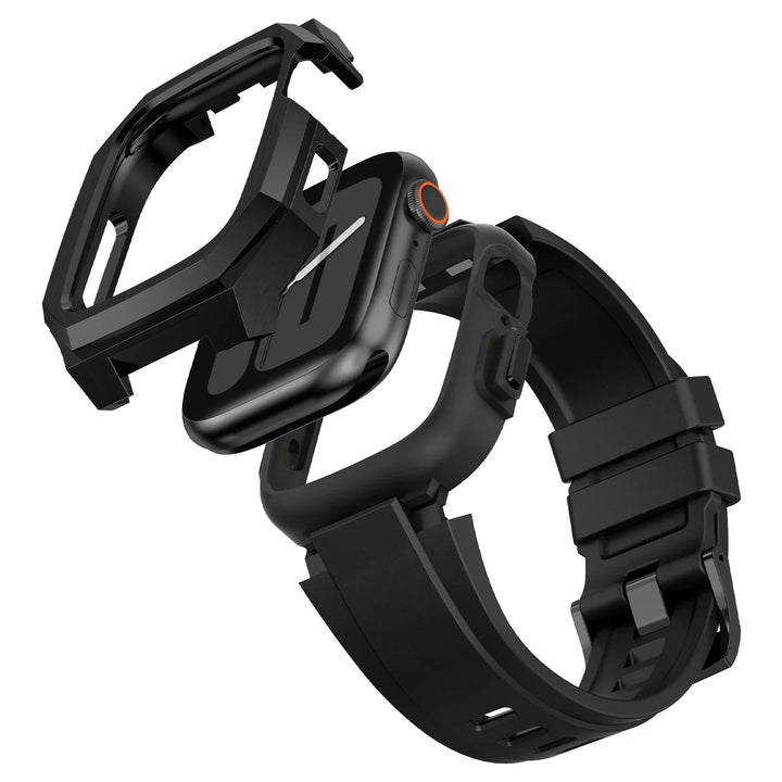 CALORA_ Smartpulse - Roestvrijstalen Behuizing met Fluorrubberen Band voor Apple Watch