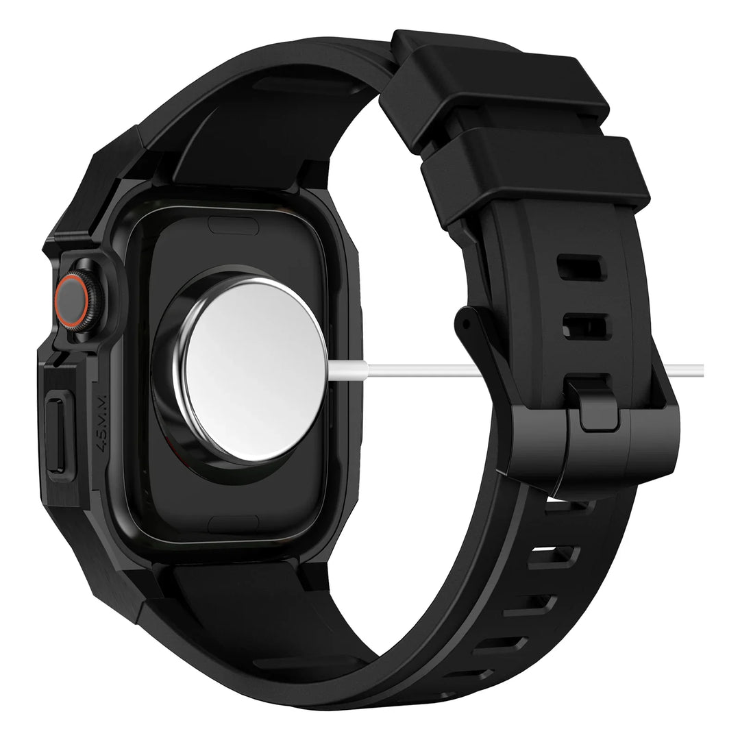 CALORA_ Smartpulse - Roestvrijstalen Behuizing met Fluorrubberen Band voor Apple Watch