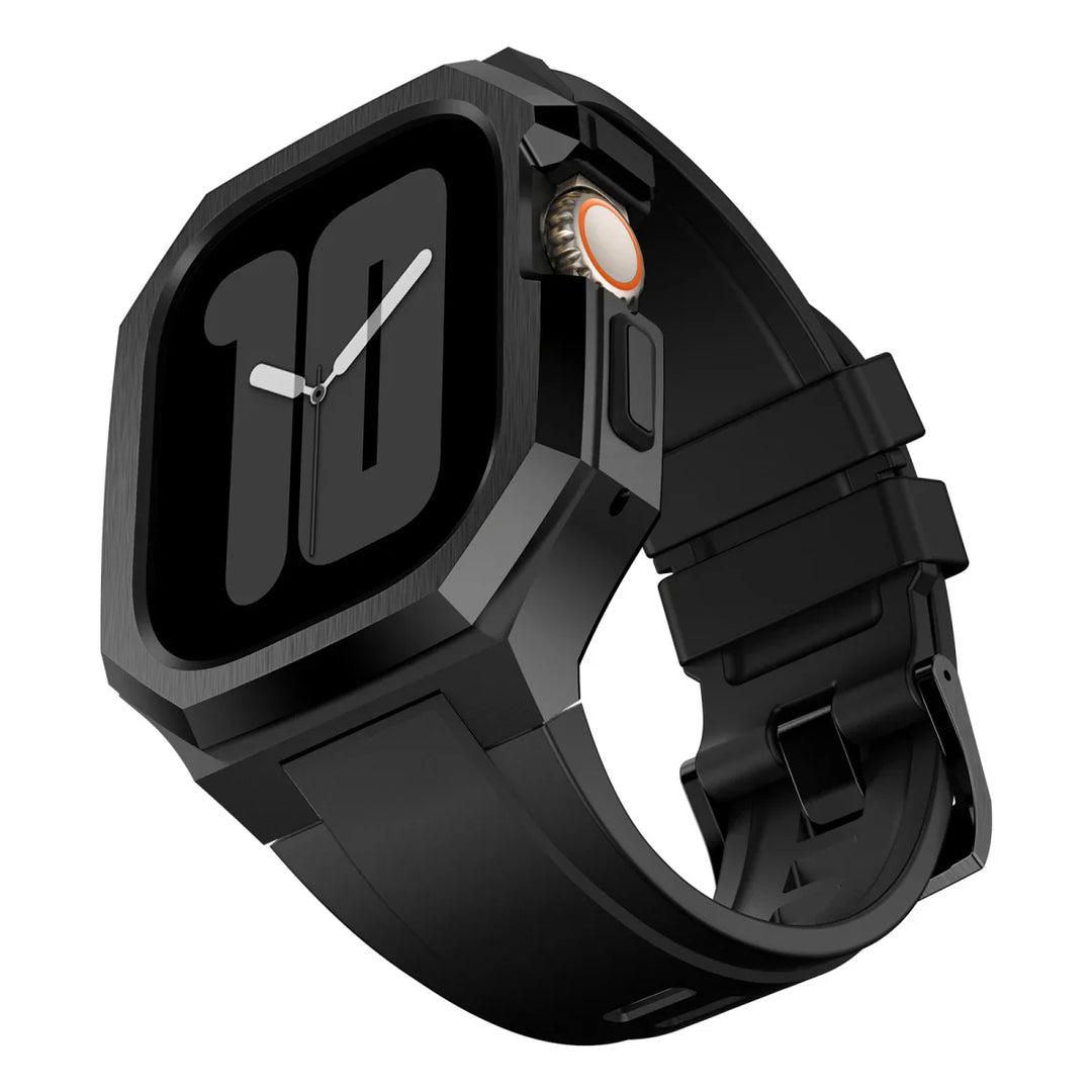 CALORA_ Smartpulse - Roestvrijstalen Behuizing met Fluorrubberen Band voor Apple Watch