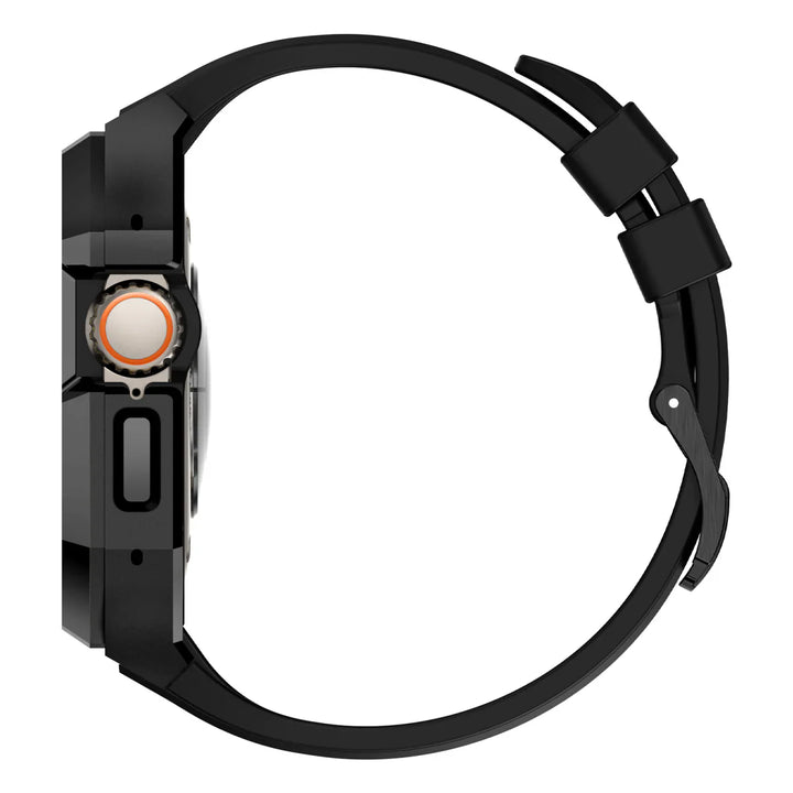 CALORA_ Smartpulse - Roestvrijstalen Behuizing met Fluorrubberen Band voor Apple Watch