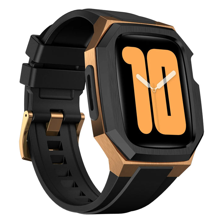 CALORA_ Smartpulse - Roestvrijstalen Behuizing met Fluorrubberen Band voor Apple Watch
