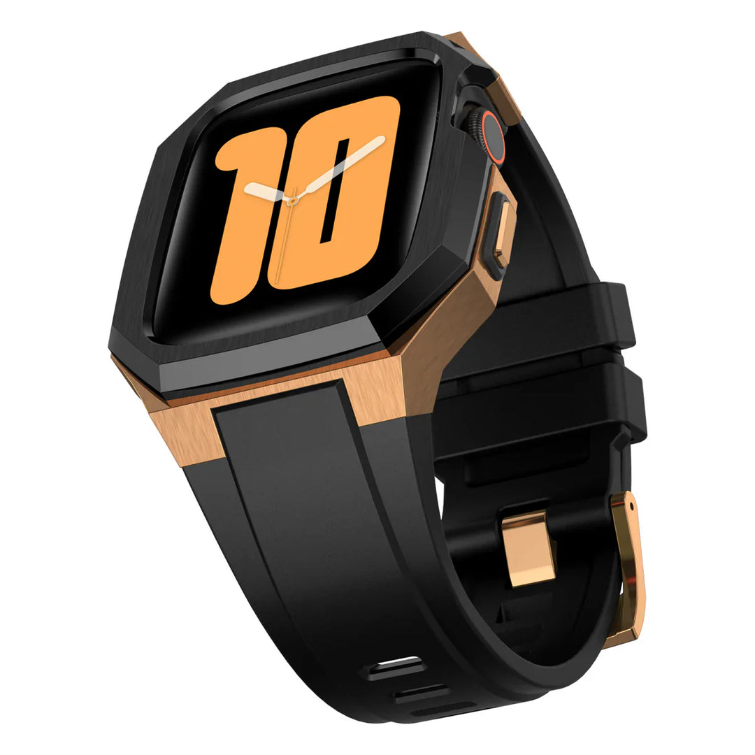 CALORA_ Smartpulse - Roestvrijstalen Behuizing met Fluorrubberen Band voor Apple Watch