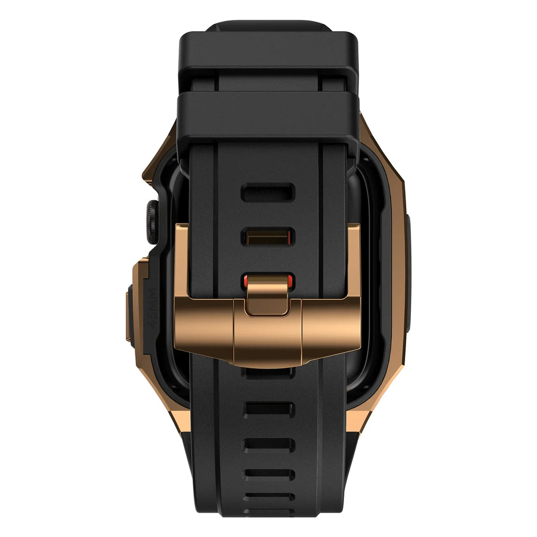 CALORA_ Smartpulse - Roestvrijstalen Behuizing met Fluorrubberen Band voor Apple Watch