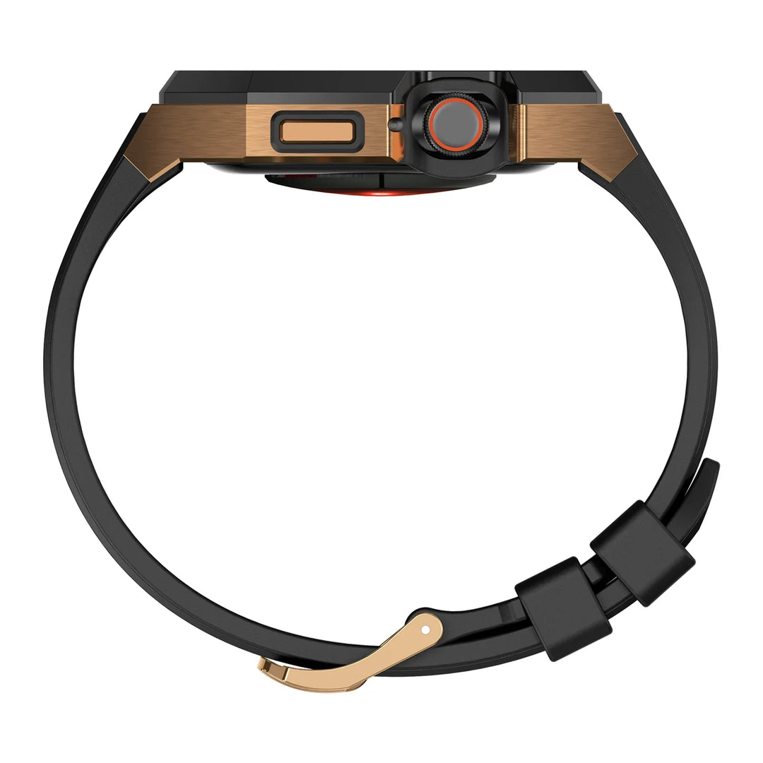CALORA_ Smartpulse - Roestvrijstalen Behuizing met Fluorrubberen Band voor Apple Watch