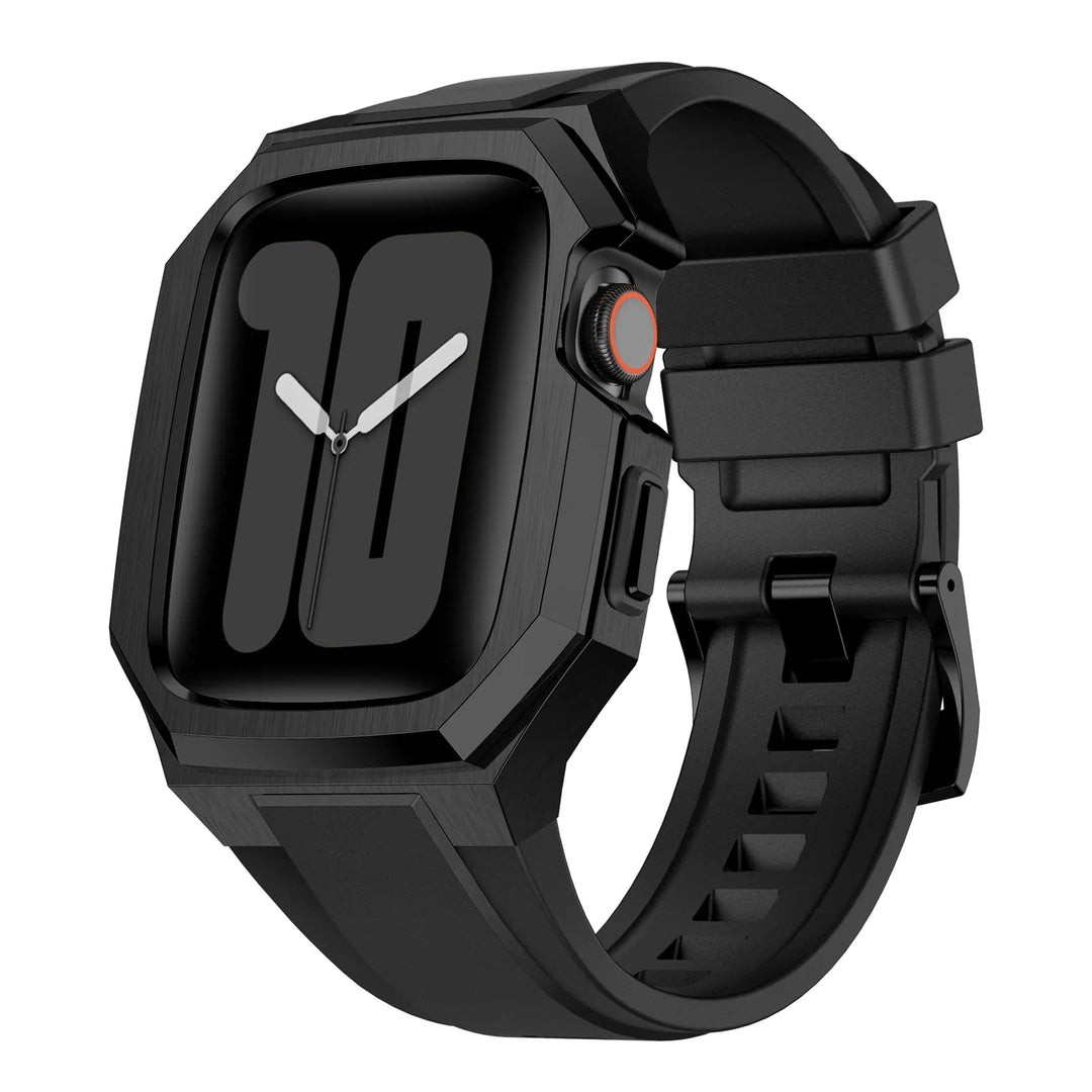 CALORA_ Smartpulse - Roestvrijstalen Behuizing met Fluorrubberen Band voor Apple Watch