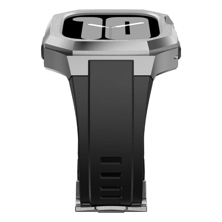 CALORA_ Smartpulse - Roestvrijstalen Behuizing met Fluorrubberen Band voor Apple Watch