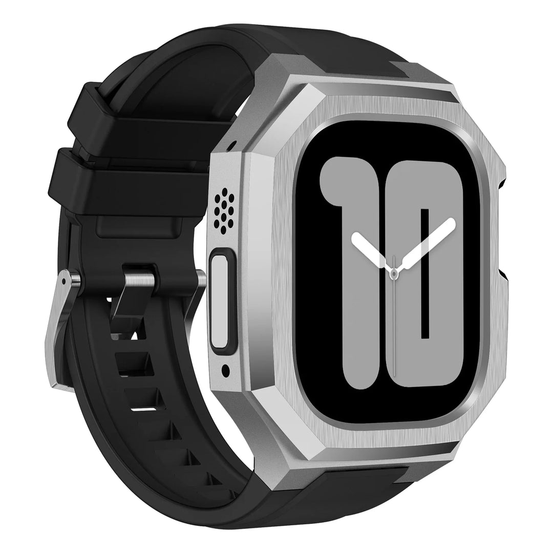 CALORA_ Smartpulse - Roestvrijstalen Behuizing met Fluorrubberen Band voor Apple Watch