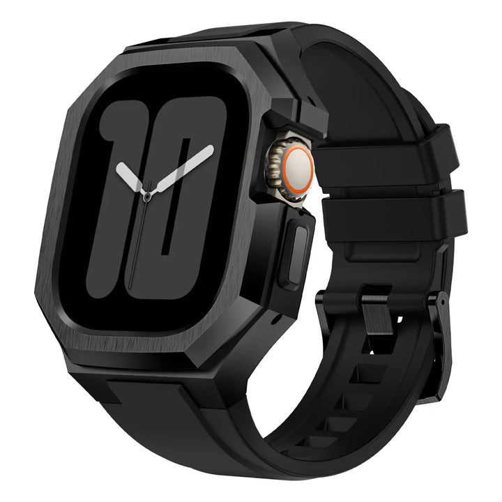 CALORA_ Smartpulse - Roestvrijstalen Behuizing met Fluorrubberen Band voor Apple Watch