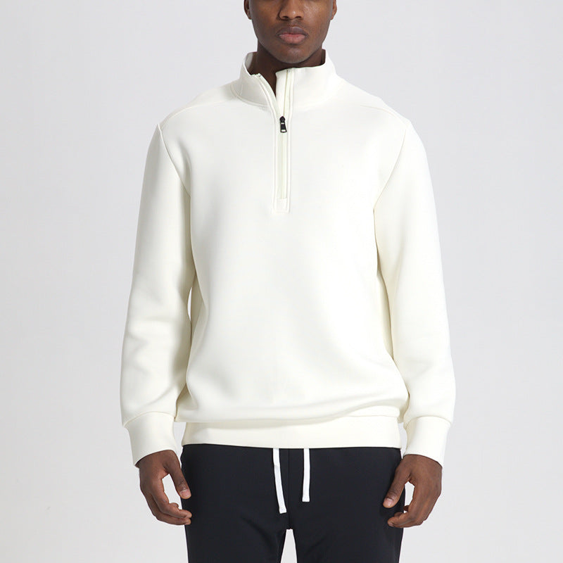 CALORA_ Sneldrogend Herensweatshirt met Opstaande Kraag en Halve Ritssluiting