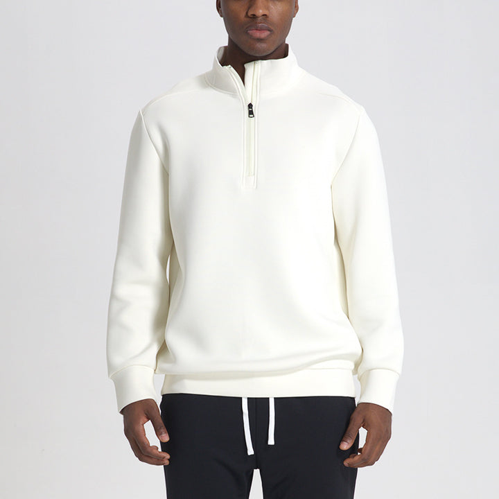 CALORA_ Sneldrogend Herensweatshirt met Opstaande Kraag en Halve Ritssluiting