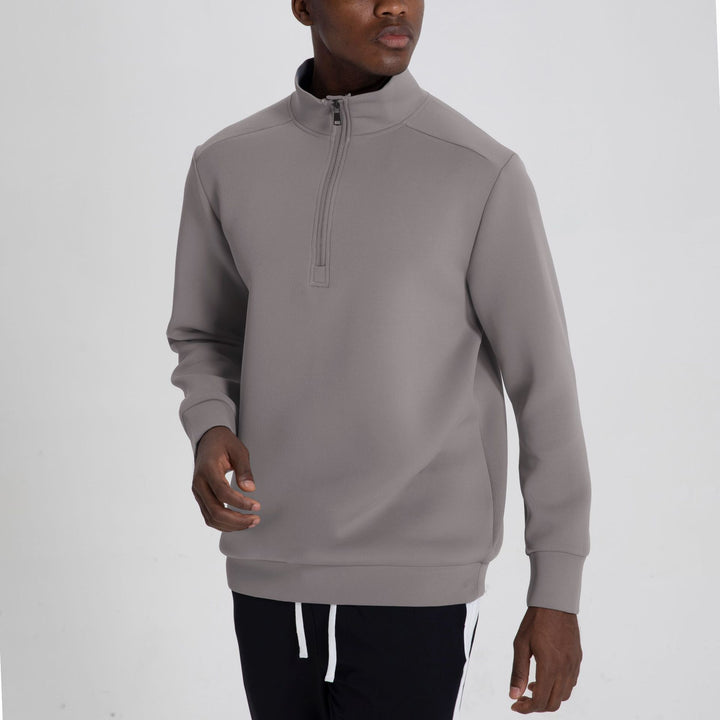 CALORA_ Sneldrogend Herensweatshirt met Opstaande Kraag en Halve Ritssluiting