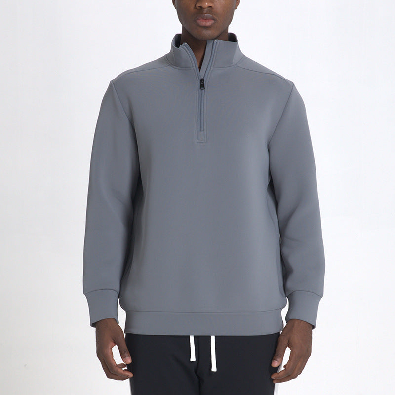 CALORA_ Sneldrogend Herensweatshirt met Opstaande Kraag en Halve Ritssluiting