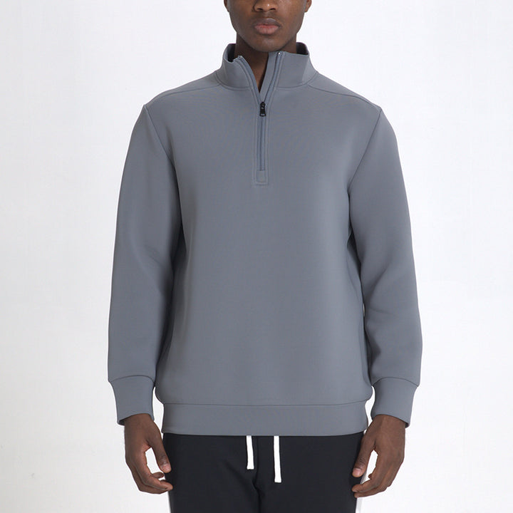 CALORA_ Sneldrogend Herensweatshirt met Opstaande Kraag en Halve Ritssluiting