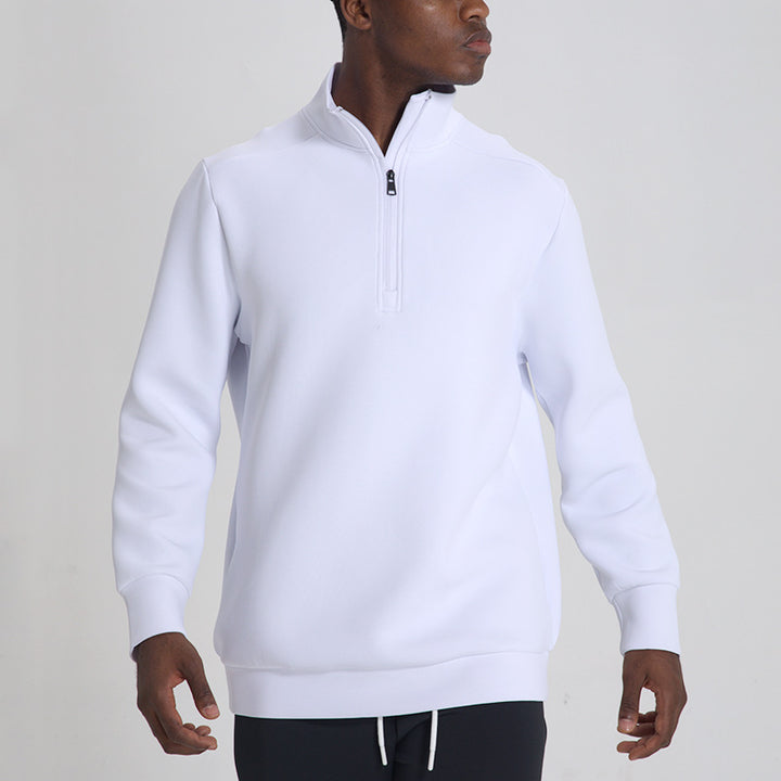 CALORA_ Sneldrogend Herensweatshirt met Opstaande Kraag en Halve Ritssluiting