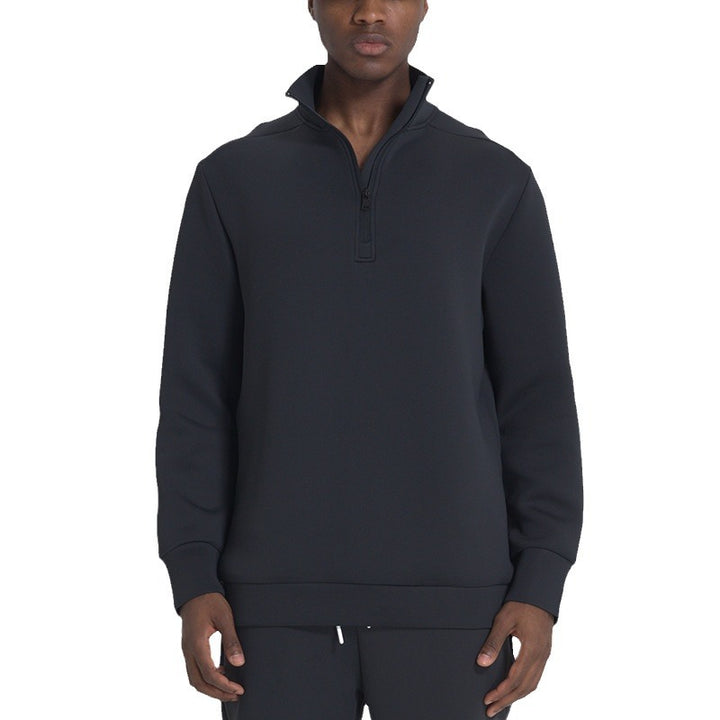 CALORA_ Sneldrogend Herensweatshirt met Opstaande Kraag en Halve Ritssluiting