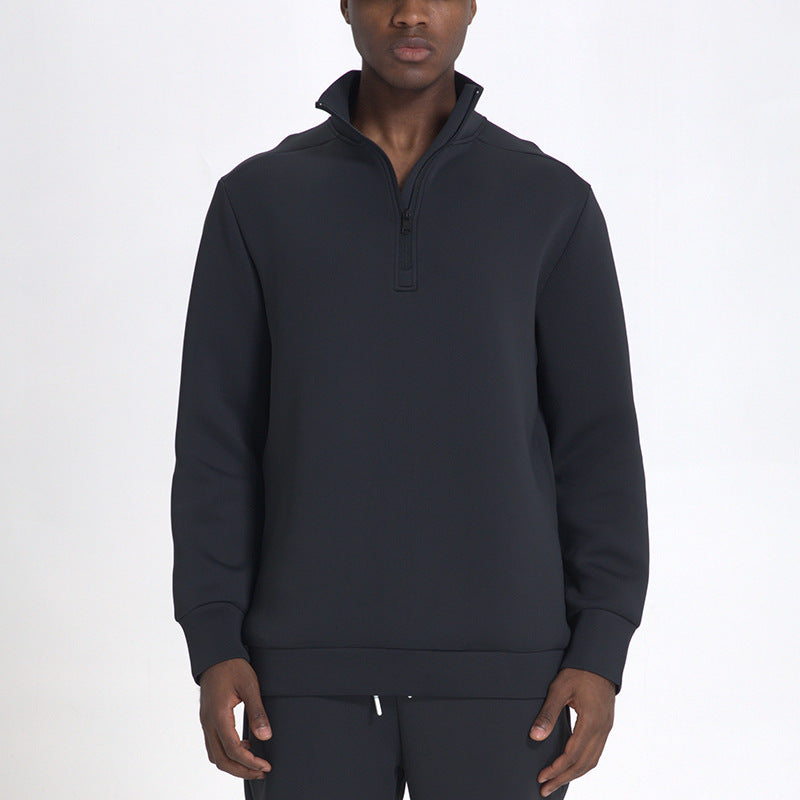 CALORA_ Sneldrogend Herensweatshirt met Opstaande Kraag en Halve Ritssluiting
