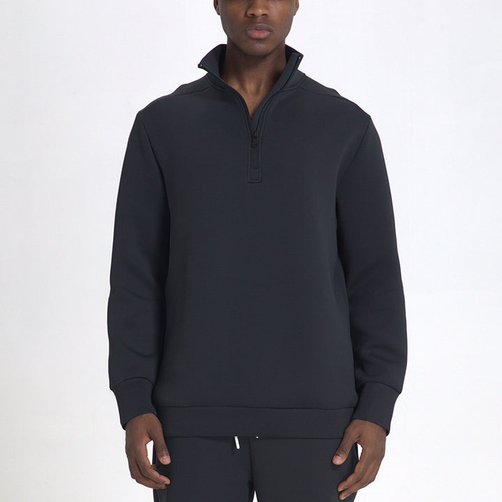 CALORA_ Sneldrogend Herensweatshirt met Opstaande Kraag en Halve Ritssluiting