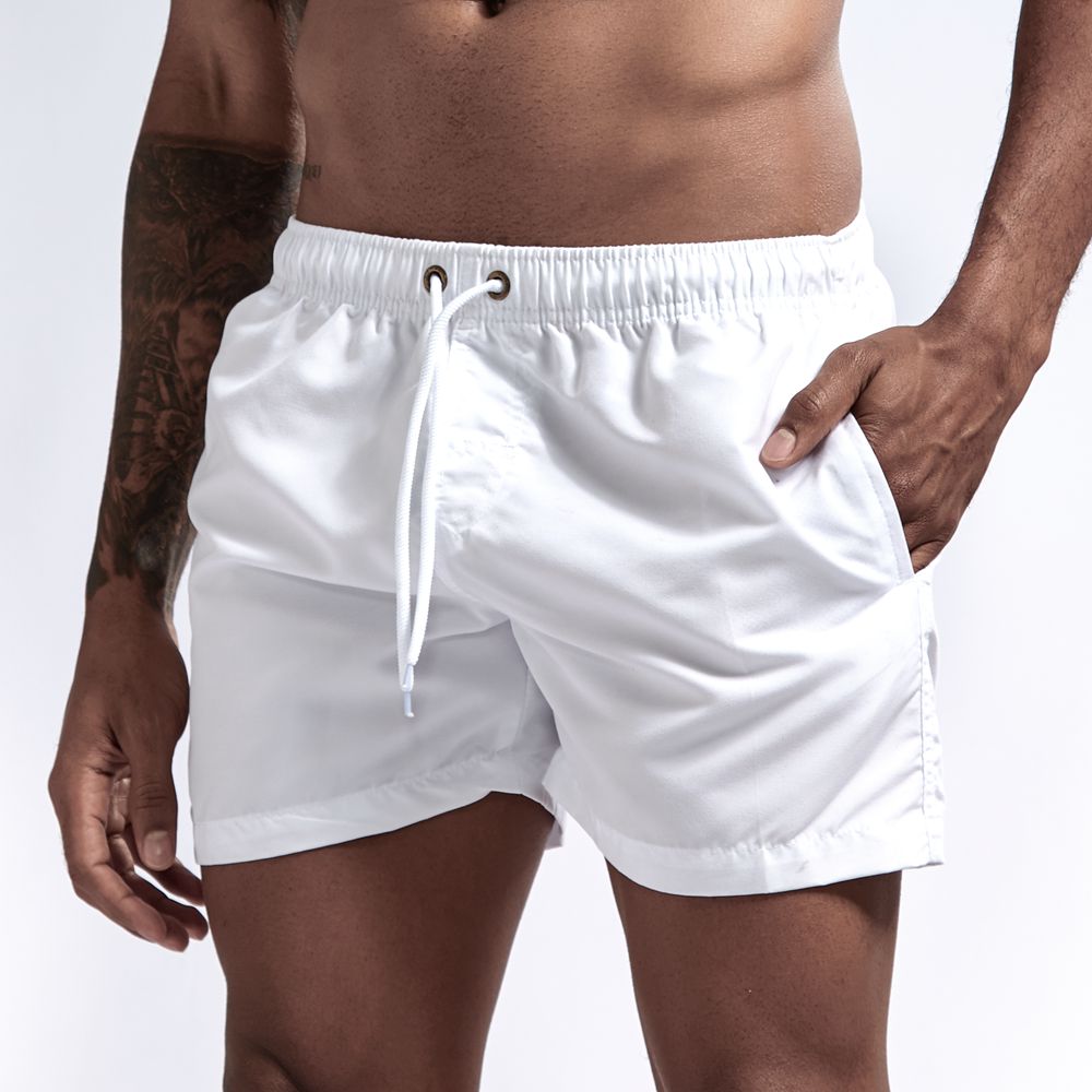 Sneldrogende Heren Zwembroek met Comfortabele Pasvorm-Zwemkleding-Calora-Wit-M-Calora