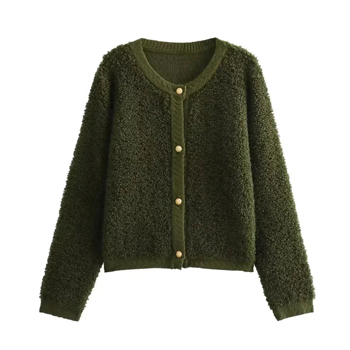 Sofia | Zacht Teddy Cardigan Vest-Blazers & Vesten-Calora-Groen-S-Calora