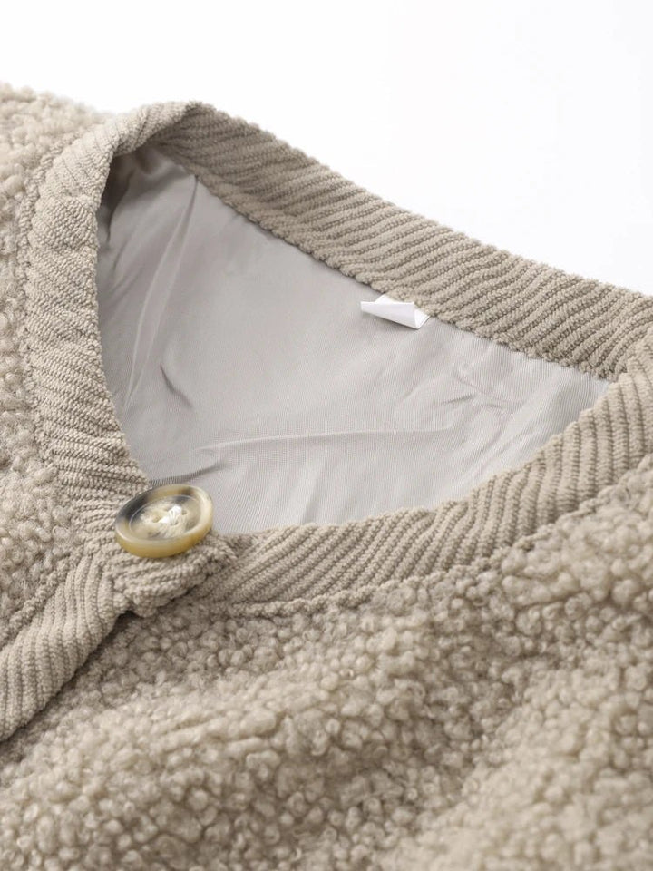 Sofia | Zacht Teddy Cardigan Vest-Blazers & Vesten-Calora-Khaki-S-Calora