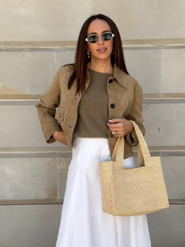 Solène | Suede Leren Korte Jas voor Dames-Zomer Jassen-Calora-S-Calora