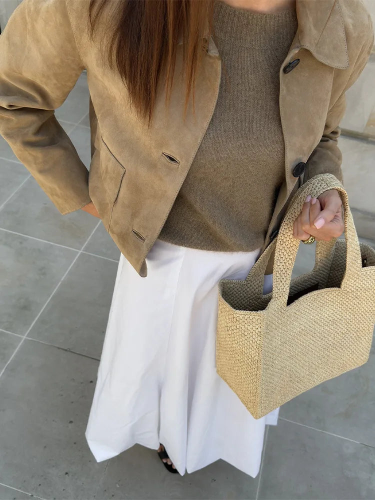 Solène | Suede Leren Korte Jas voor Dames-Zomer Jassen-Calora-S-Calora