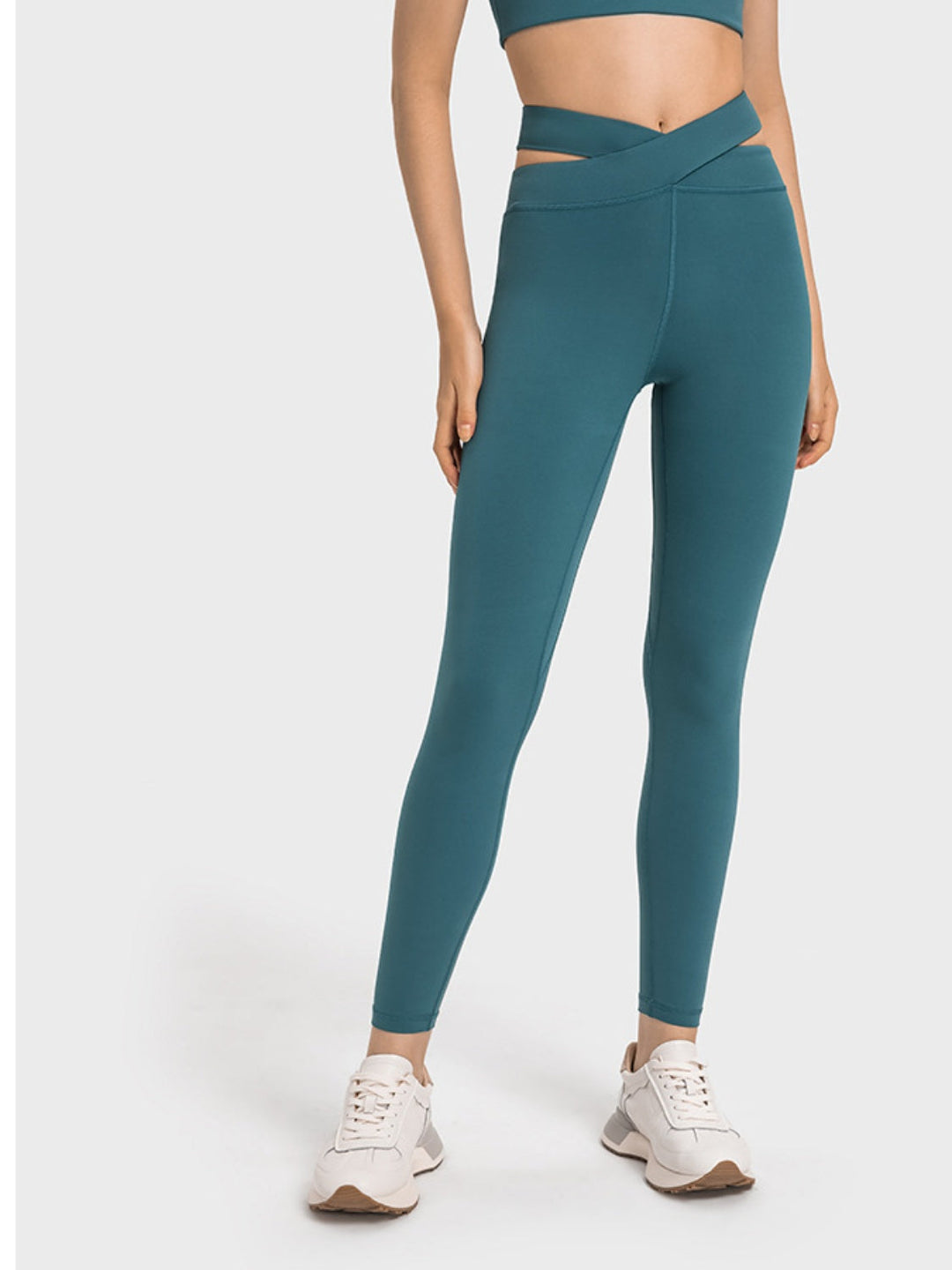 Soline | Dames crisscross cutout Sportlegging-Sportkleding & Accessoires-Calora-Groen-S - 4-Calora
