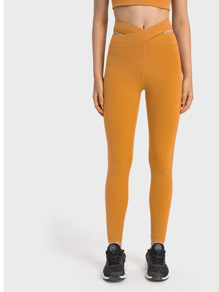 Soline | Dames crisscross cutout Sportlegging-Sportkleding & Accessoires-Calora-Oranje-S - 4-Calora